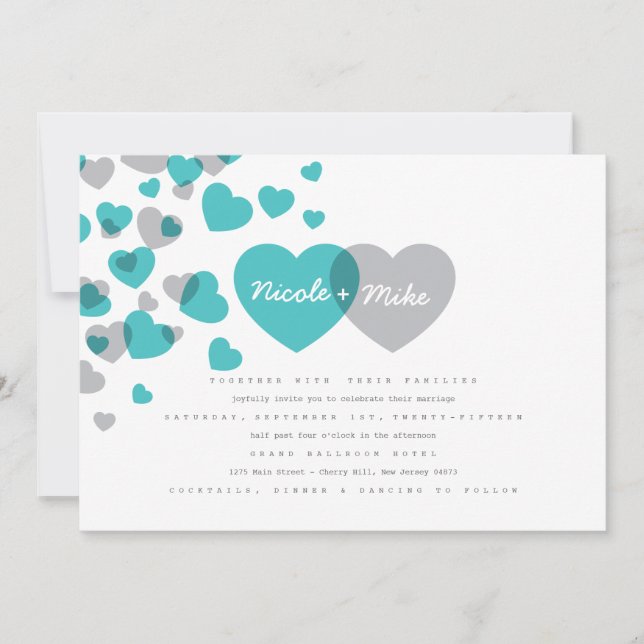 Modern Hearts Wedding Invitation (Front)