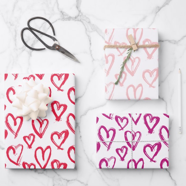Modern Hearts  Wrapping Paper Sheet (Front)