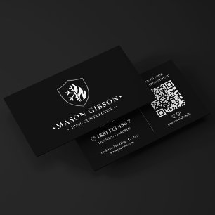 Modern Heating AC Technician Logo Black White Business Card