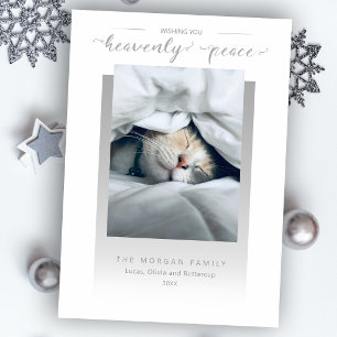 Modern Heavenly Peace Calligraphy Photo Holiday Card
