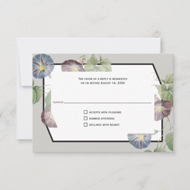 Modern Heirloom Morning Glory Reply RSVP Card (Front)