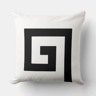 Modern Helicoidal Abstract Design in Black & White Cushion