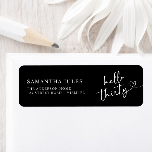 Modern Hello 30th Birthday Return Address (Insitu)