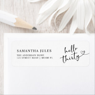 Modern Hello 30th Birthday Return Address
