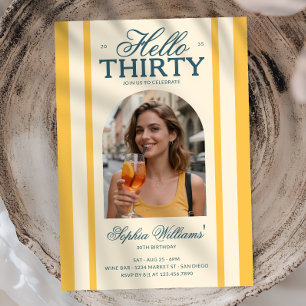 Modern Hello Any Age Adult Birthday Party Photo Invitation