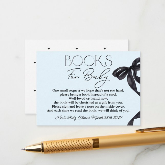 Modern Hello Baby Black Bow Books for Baby Small Enclosure Card (Front/Back In Situ)
