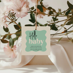 Modern Hello Baby Mint Green & Cream Baby Shower  Favour Tags