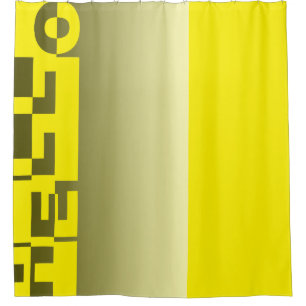 Modern HELLO Banner + your backgr. & ideas Shower Curtain