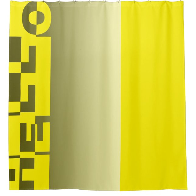 Modern HELLO Banner + your backgr. & ideas Shower Curtain (Front)