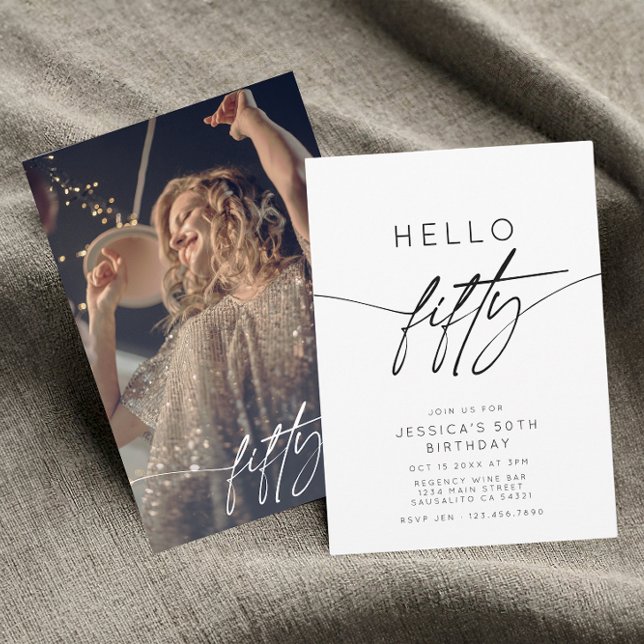 Modern Hello Fifty 50th Birthday Party Welcome Invitation (Creator Uploaded)