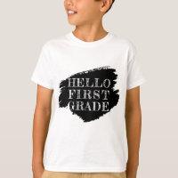 Modern Hello First Grade Kids Black and White