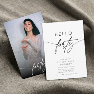 Modern Hello Forty 40th Birthday Party Welcome Invitation