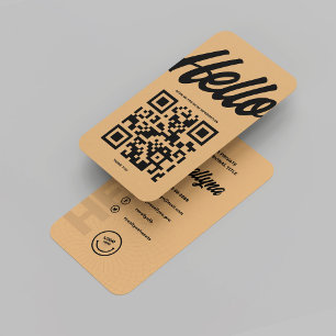 MODERN HELLO MONOGRAM LOGO BROWN SUGAR QR CODE BUSINESS CARD