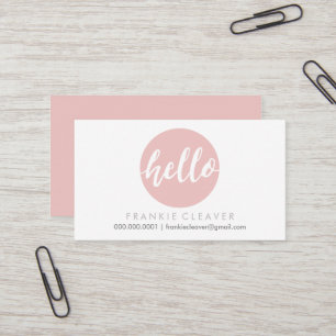 MODERN HELLO SCRIPT hand drawn bold spot baby pink Business Card