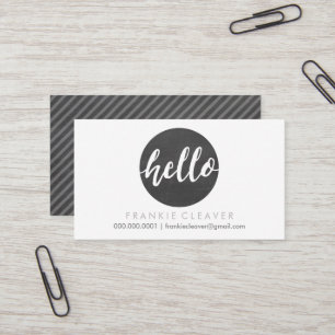 MODERN HELLO SCRIPT handdrawn bold spot chalkboard Business Card