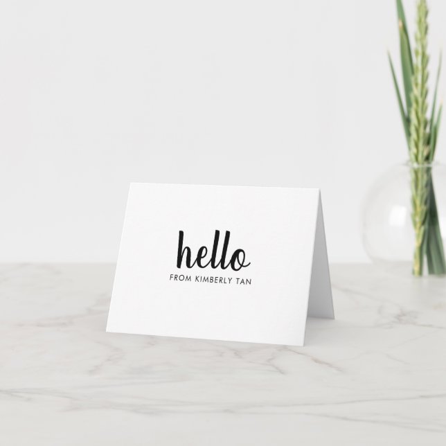 Modern Hello Simple Bold Script Typography Name Note Card (Front)
