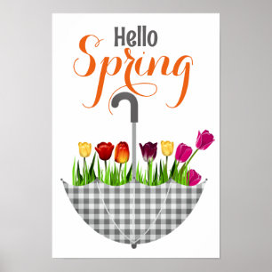 Modern HELLO SPRING Quote Poster