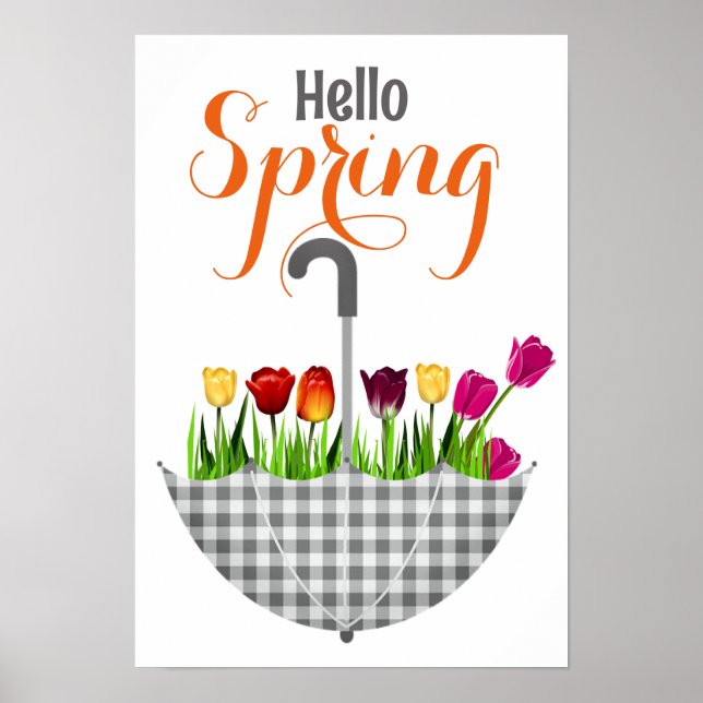 Modern HELLO SPRING Quote Poster (Front)