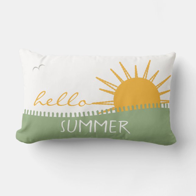 Modern Hello Summer Sunshine Lumbar Cushion (Front)