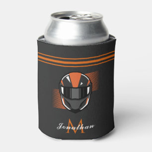 Modern Helmet Racing Motorcross Custom Name Black Can Cooler