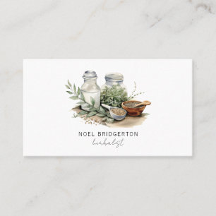 Modern Herbalist Plants Watercolor Business Card