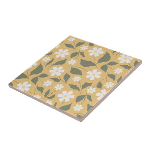 Modern Heritage Daisy Butterscotch & Green Floral Tile