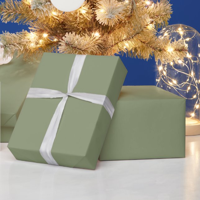 Modern Heritage Solid Moss Green Wrapping Paper (Holidays)
