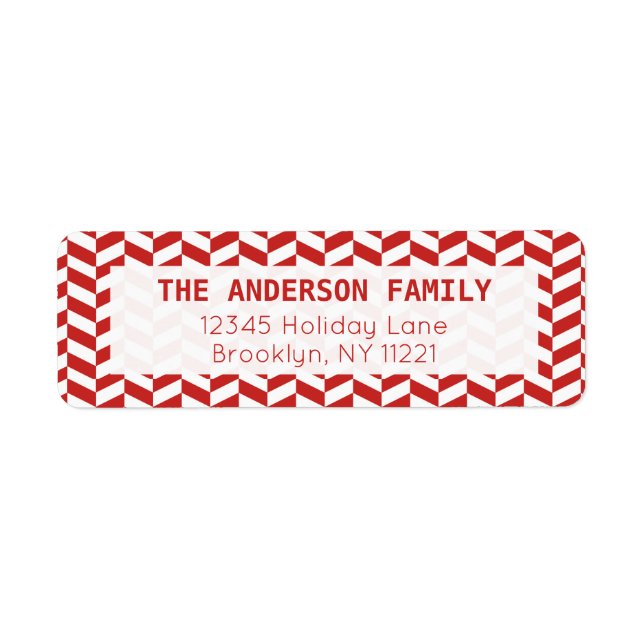 Modern Herringbone Chevron Red White Pattern (Front)