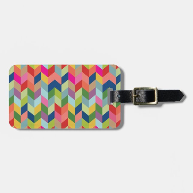Modern Herringbone Pattern Luggage Tag (Front Horizontal)