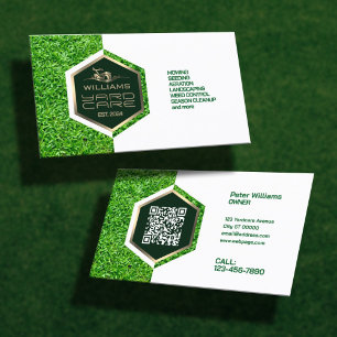 Modern hex frame yard care business card