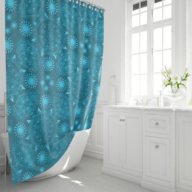 Modern hexa arctic ursidae mandala art shower curtain (Creator Uploaded)