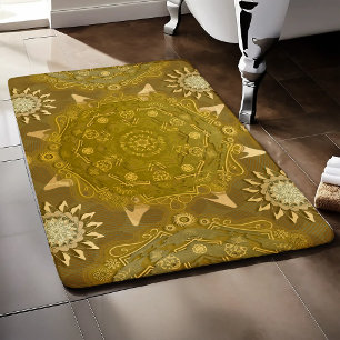 Modern hexa golden ursidae mandala art bath mat