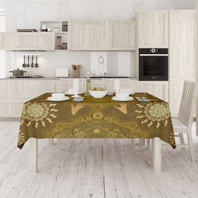 Modern hexa golden ursidae mandala art  tablecloth (Creator Uploaded)