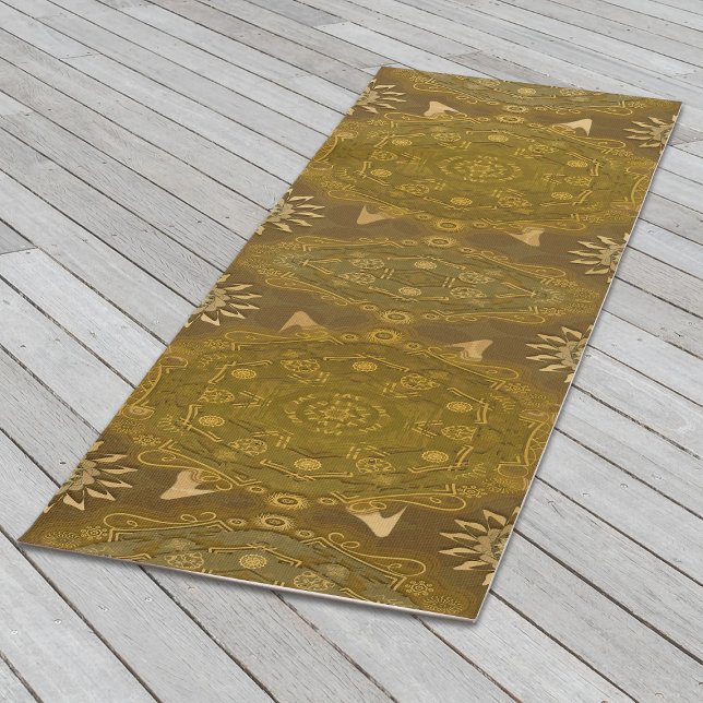 Modern hexa golden ursidae mandala art  yoga mat (Creator Uploaded)