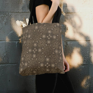 Modern hexa Sepia Golden ursidae mandala art Tote Bag