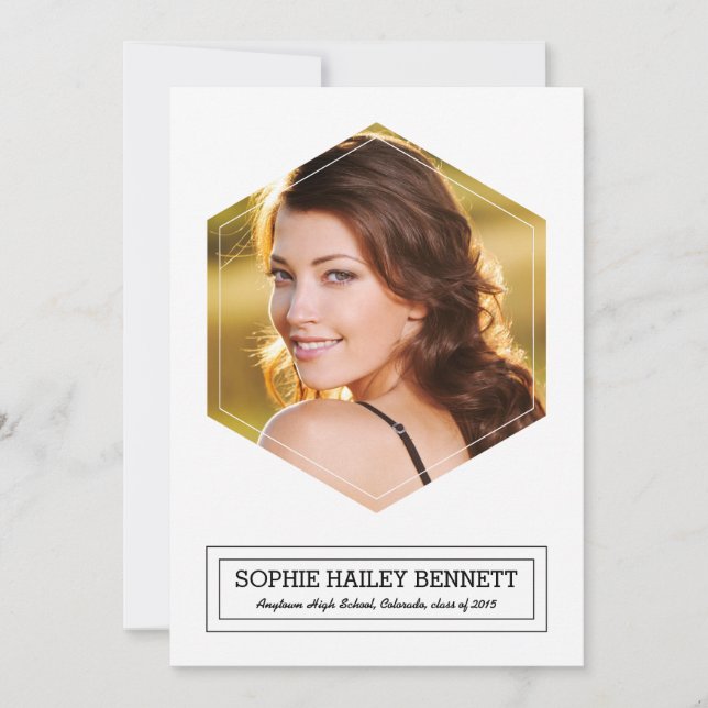 Modern Hexagon 1 Photo Graduation Announcement (Front)