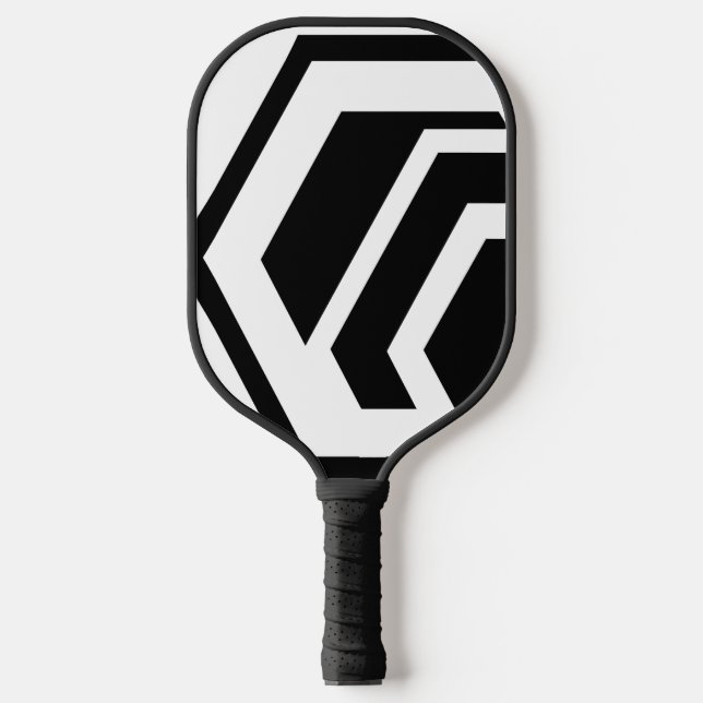 Modern Hexagon Black Pickleball Paddle (Front)