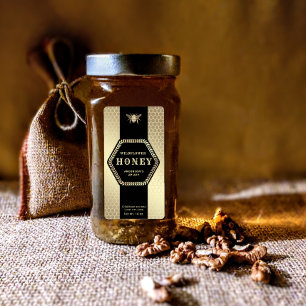 Modern Hexagon branch  gold bee honey jar 