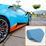 Modern hexagon orange pattern and monogram Tie<br><div class="desc">Inspired by the colours of the Lamborghini Huracán STO, the hexagonal honeycomb pattern is a typical feature of the Italian supercar brand. Make it yours by adding your own initials and choose your favourite colour for the background. Ideal as a personalised gift for your sport car loving friend. If you...</div>