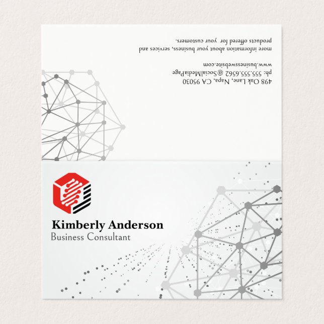 Modern Hexagonal Tech Logo | Networking Background Business Card (Outside Unfolded)