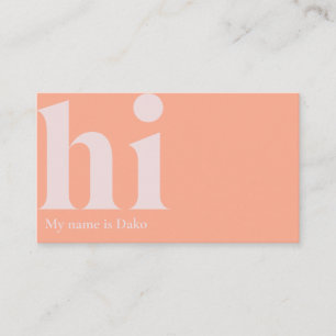 Modern 'hi' business card in peach and ivory