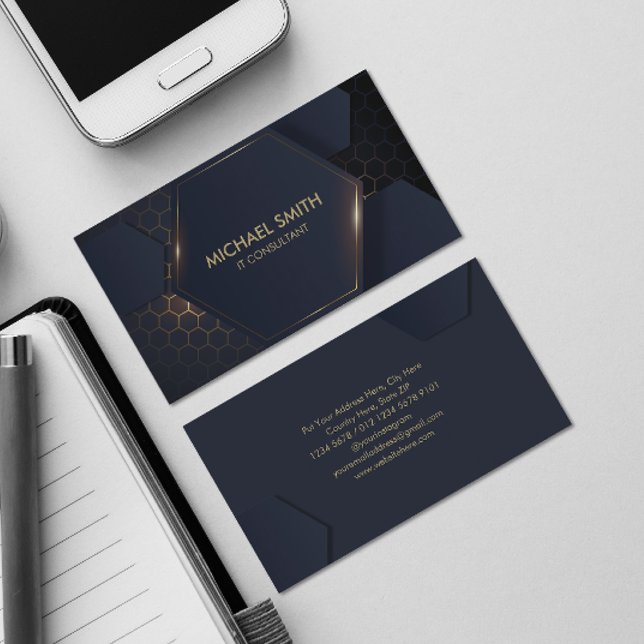 Modern Hi-tech Hexagonal Business Card (Creator Uploaded)