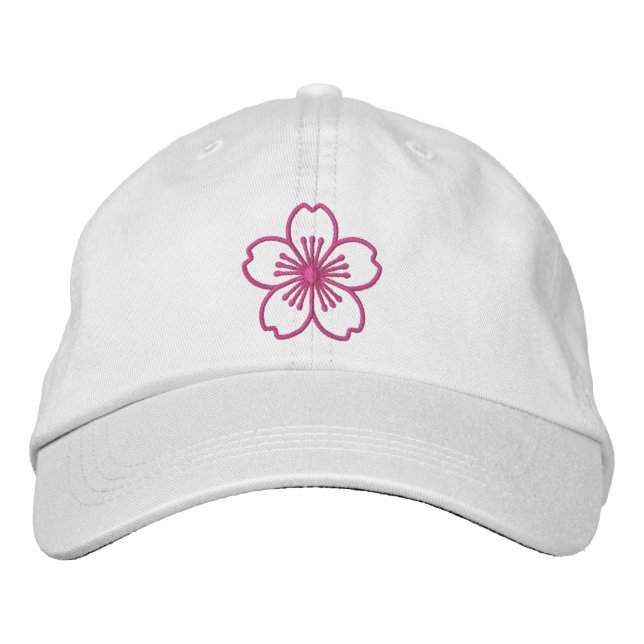 Modern Hibiscus Embroidered Baseball Cap (Front)