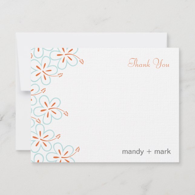 Modern Hibiscus Flat Thank You Card (Front)