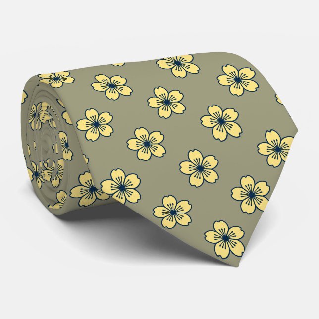Modern Hibiscus Hawaiian Floral Two-Sided Printed Tie (Rolled)