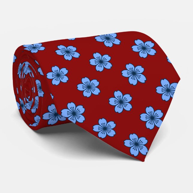 Modern Hibiscus Hawaiian Floral Two-Sided Printed Tie (Rolled)