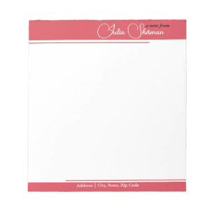 Modern Hibiscus Red Feminine Minimalist Script Notepad