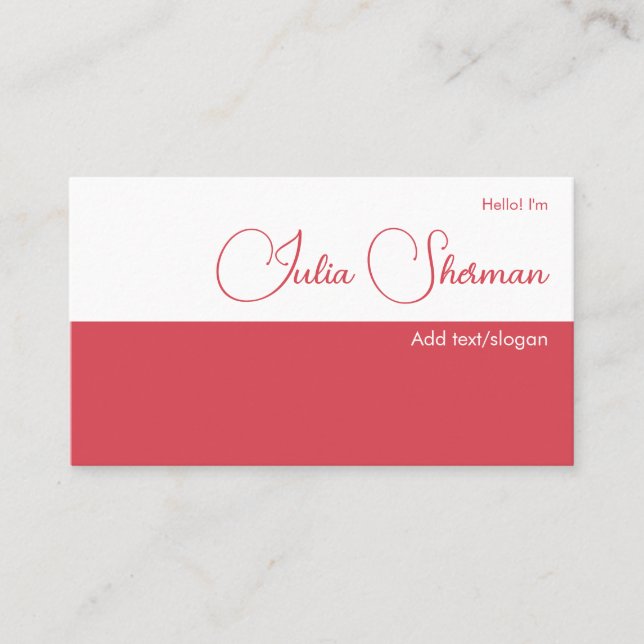 Modern Hibiscus Red Feminine Minimalist Simple Business Card (Front)