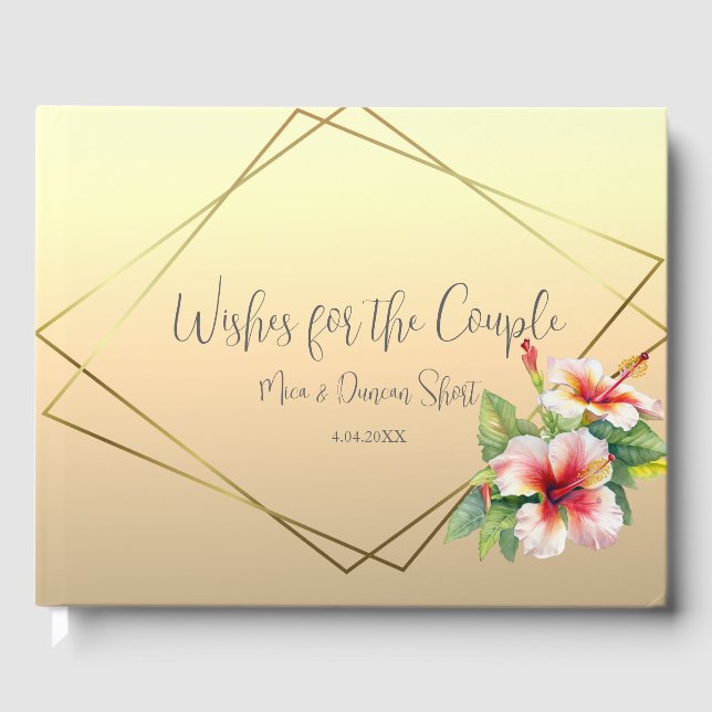 Modern Hibiscus Wedding Guest Book (Front)