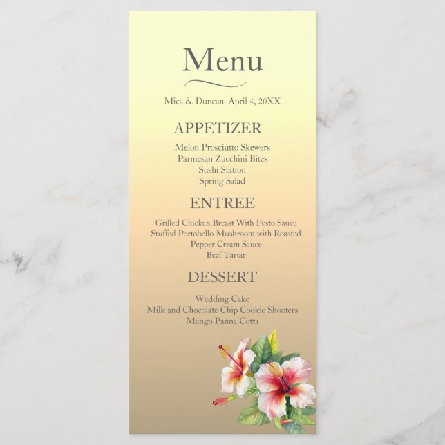 Modern Hibiscus Wedding Menu (Front)